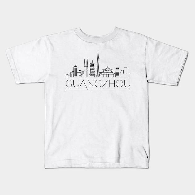 Guangzhou Minimal Skyline Kids T-Shirt by kursatunsal